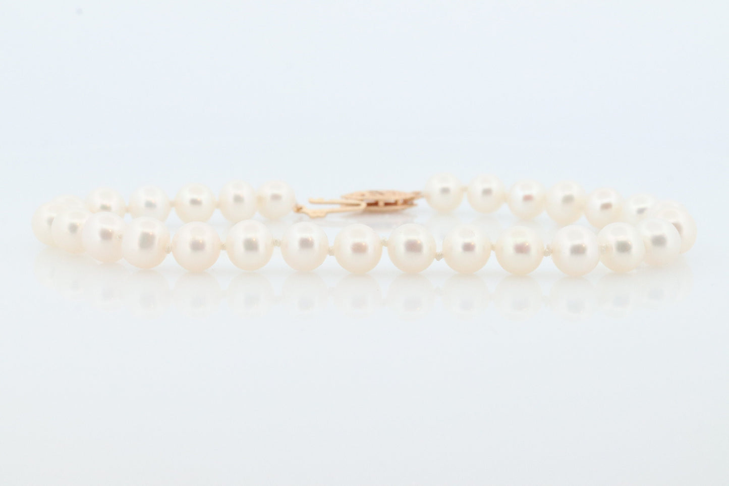 Womens Saltwater Akoya Pearl 7.25 inch Bracelet 6mm cream Pearls 14k gold clasp. Akoya Bracelet. Pearl Bracelet st(38)