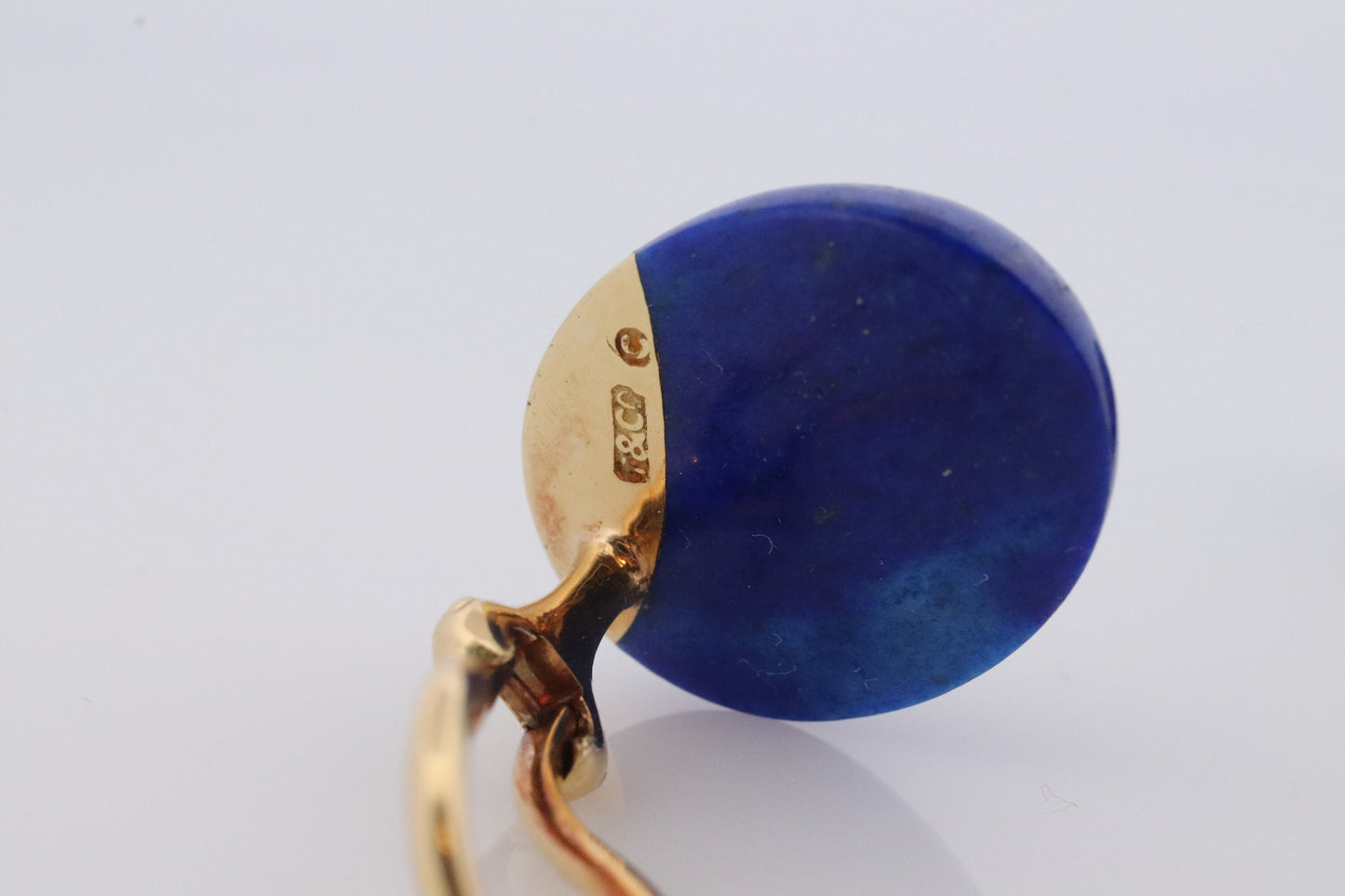 18k Tiffany and Co. Earrings. 18k Yellow Gold Lapis Lazuli Earrings. Blue Lapis Ying Yang Non Pierced Clip on Omega Clips. st(10-06)