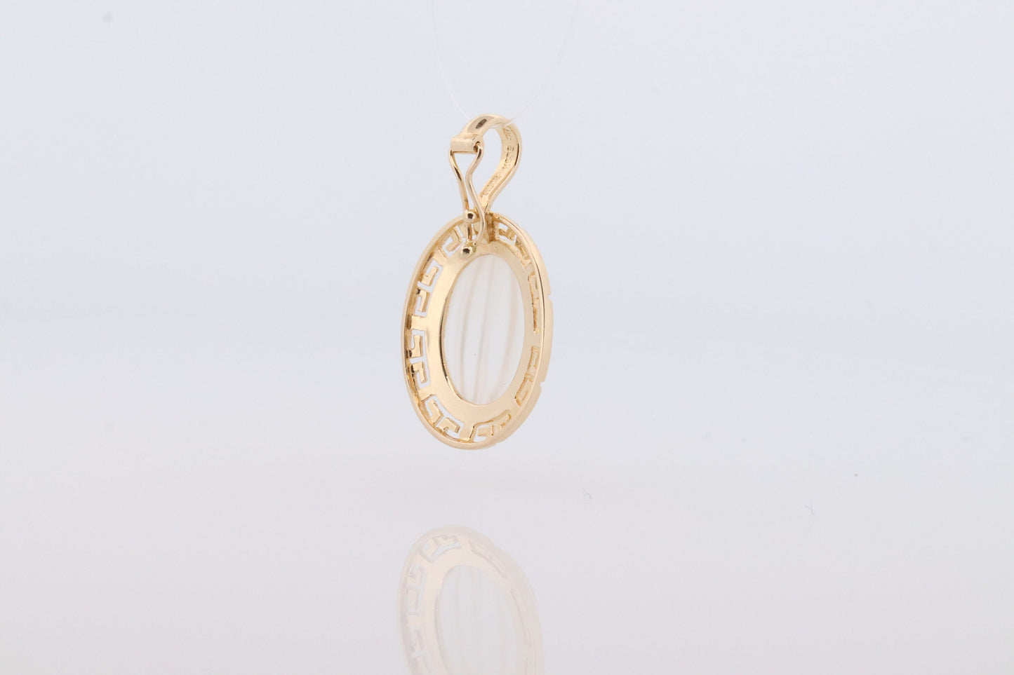 14k Carved Pendant. White Clear Quartz Carved Pumpkin Pendant Charm. Large Carved Crystal Pendant. st(73)