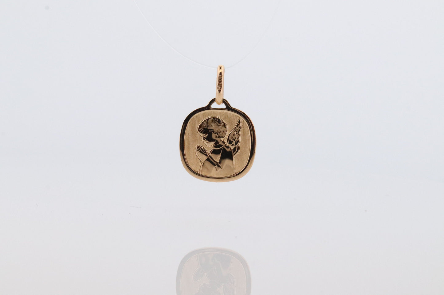 14k Angel Pendant. Guardian Angel Charm. Milor Italy High Gloss pendant. st(32)