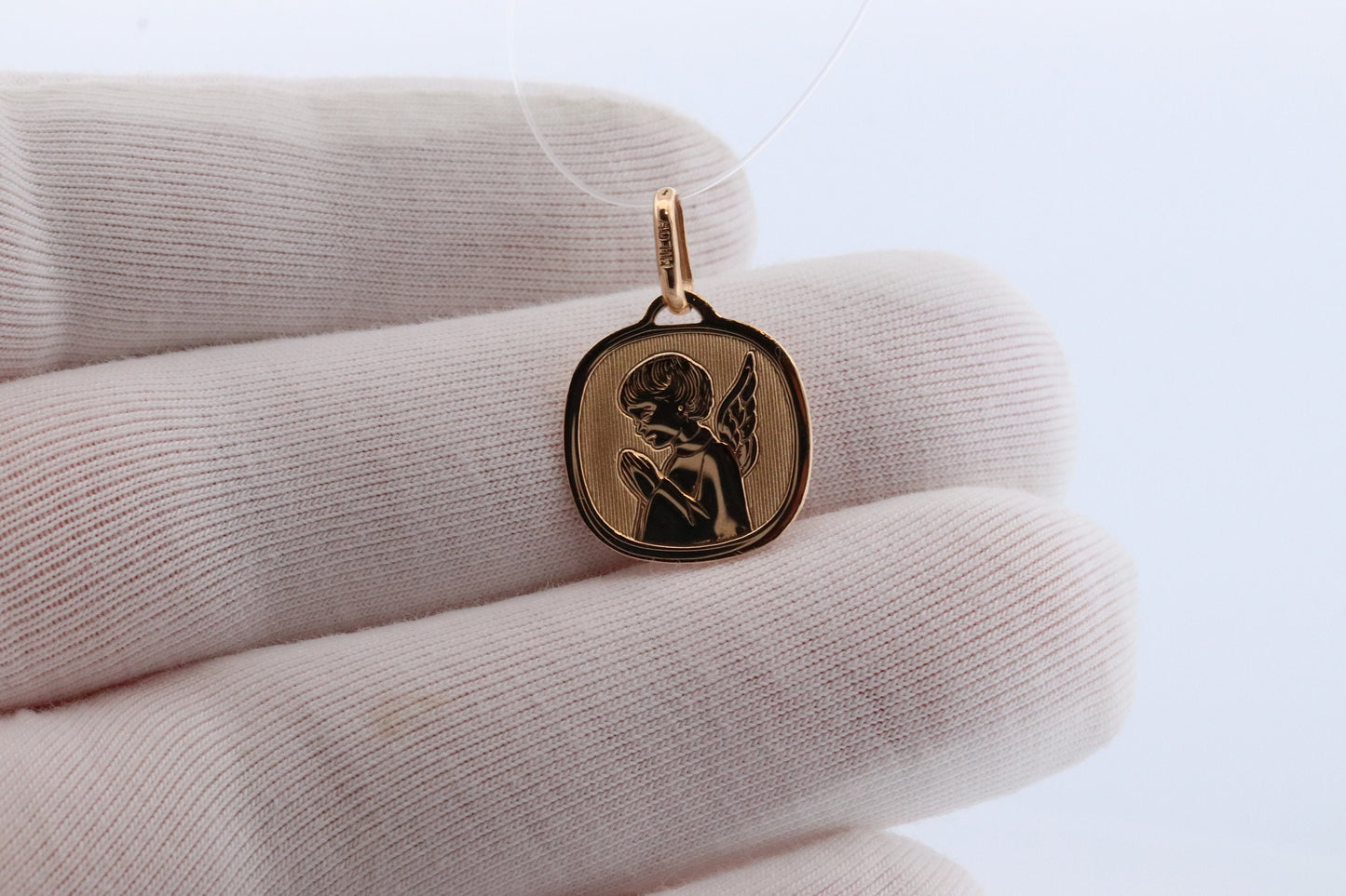 14k Angel Pendant. Guardian Angel Charm. Milor Italy High Gloss pendant. st(32)