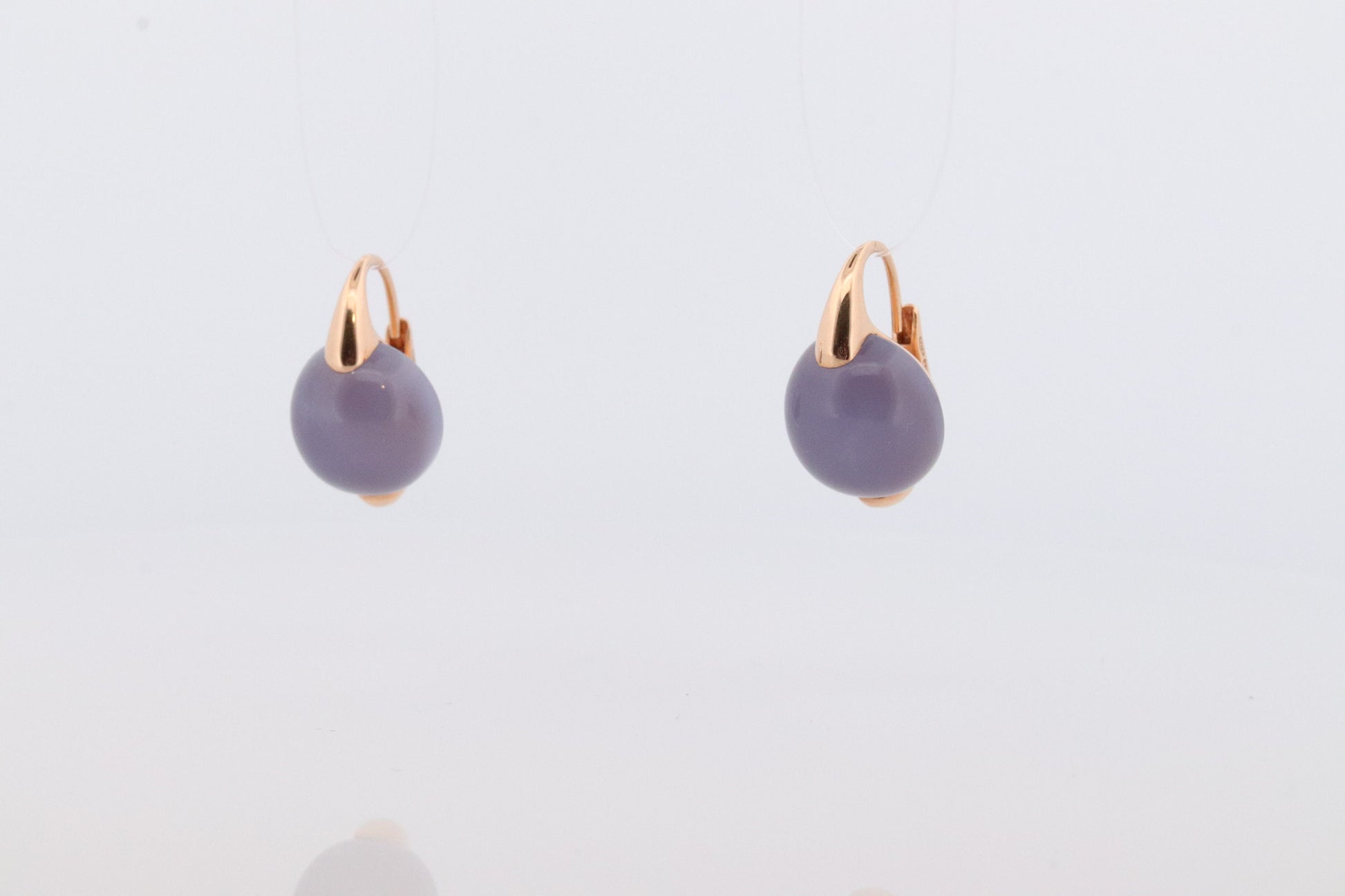 18k POMELATTO Earrings. 18k Rose Gold Pomellato Chalcedony LUNA collection. Chalcedinio Dangle earrings. st(10-06)