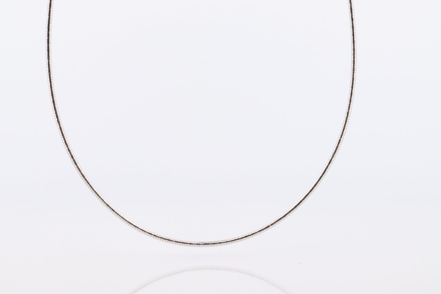 18k Round Omega Necklace. 18k White White Gold OMEGA Snake chain Necklace. MILOR 1.5mm 16in length. Choker Collar necklace.