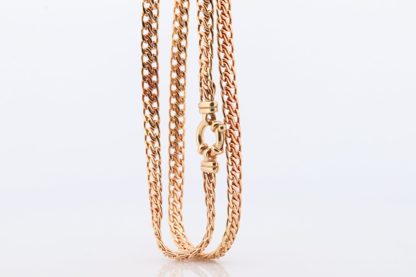 14k Yellow ChainMail Mesh Necklace.Round Clasp Infinity link Yellow gold Italian Byzantine Necklace. Weave Necklace