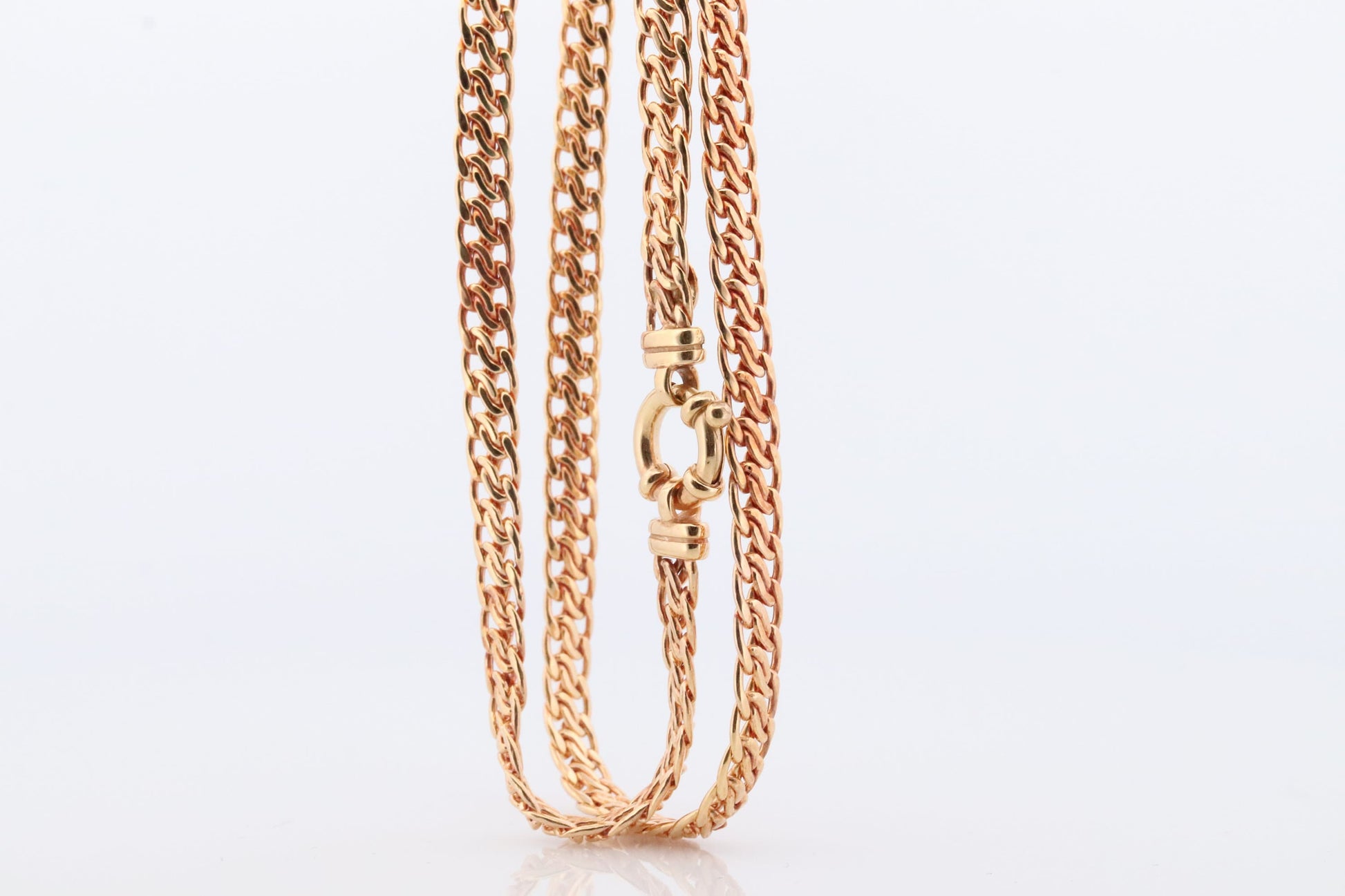 14k Yellow ChainMail Mesh Necklace.Round Clasp Infinity link Yellow gold Italian Byzantine Necklace. Weave Necklace