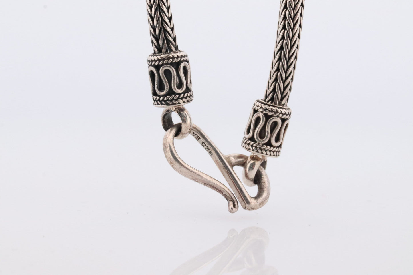 Byzantine Foxtail Weave Necklace. Heavy Sterling Silver 925 BA Wide Long Byzantine Round Woven 28in Rope Necklace.