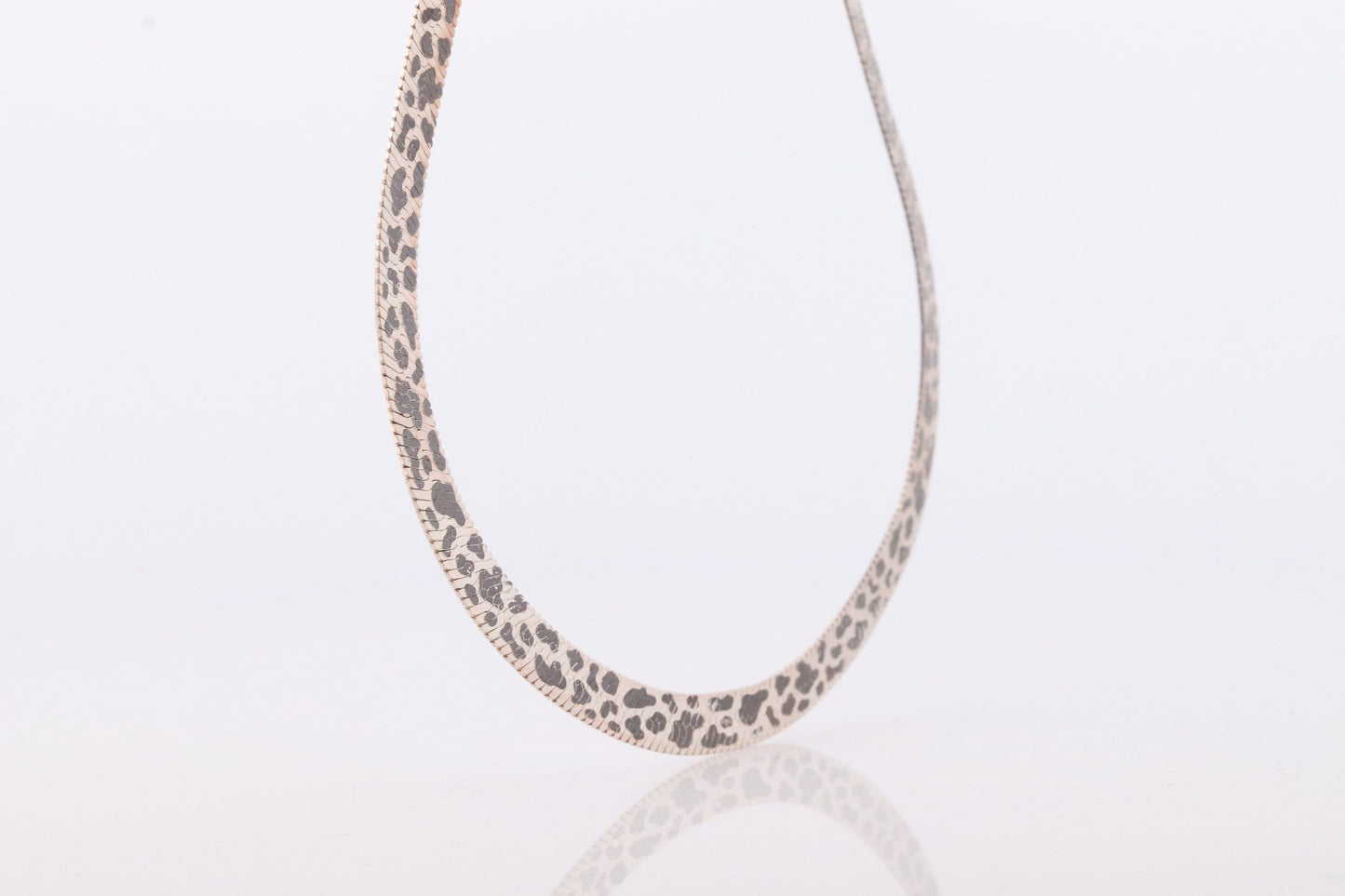 Herringbone Chain Necklace Dalmatians Tiger Panther Spot Designs. Sterling Silver Herringbone Zebra Pattern
