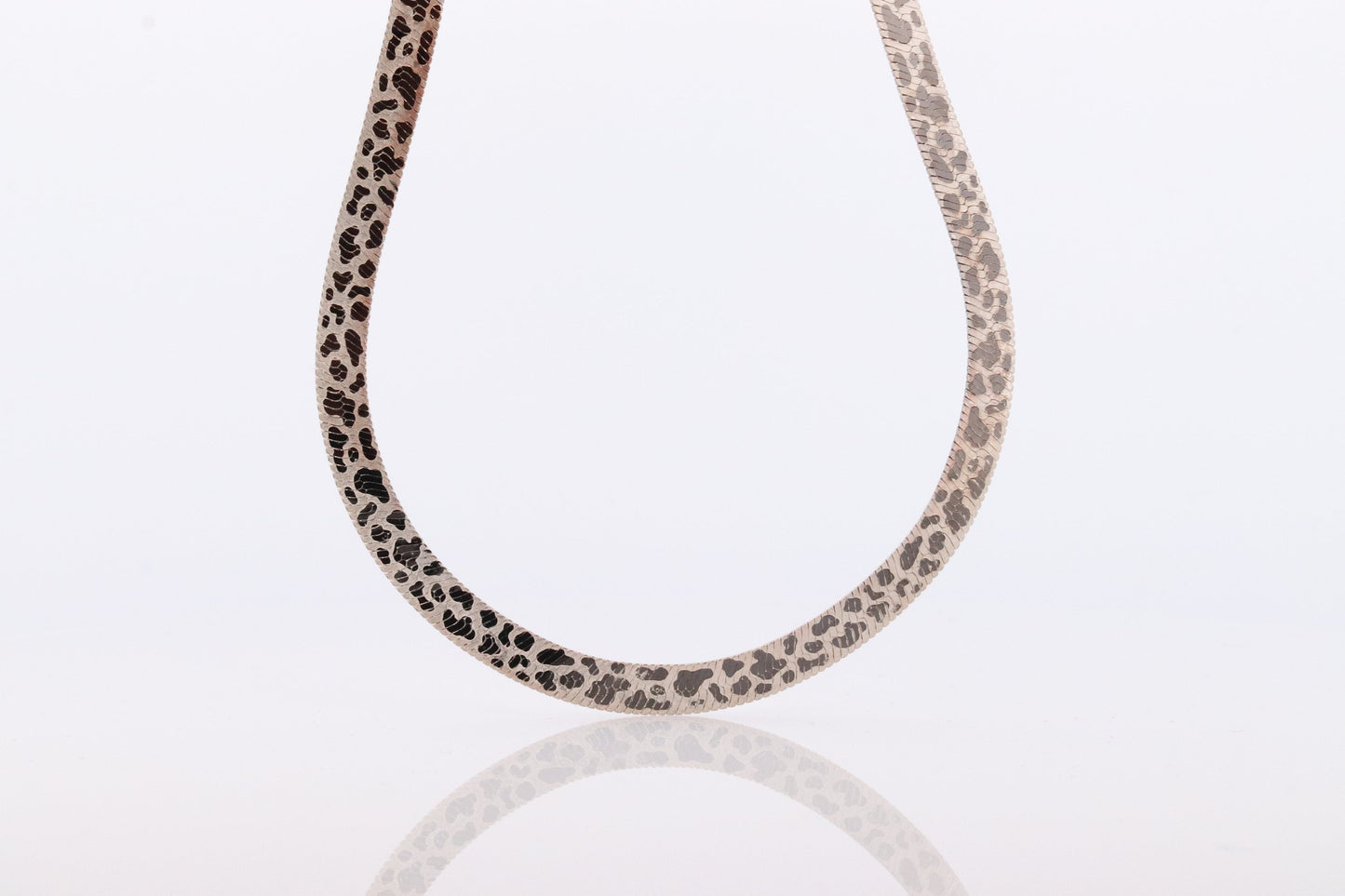 Herringbone Chain Necklace Dalmatians Tiger Panther Spot Designs. Sterling Silver Herringbone Zebra Pattern