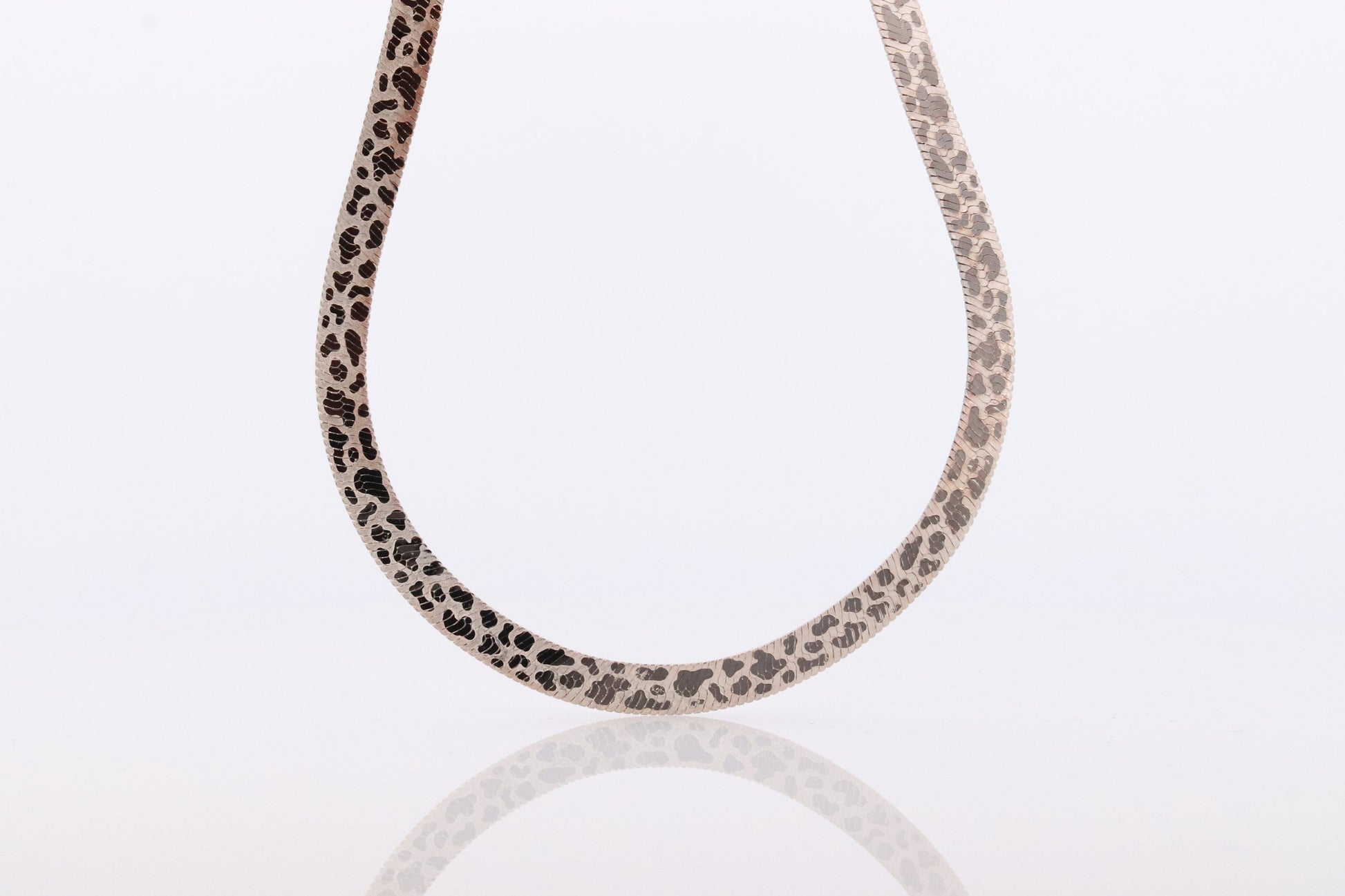 Herringbone Chain Necklace Dalmatians Tiger Panther Spot Designs. Sterling Silver Herringbone Zebra Pattern