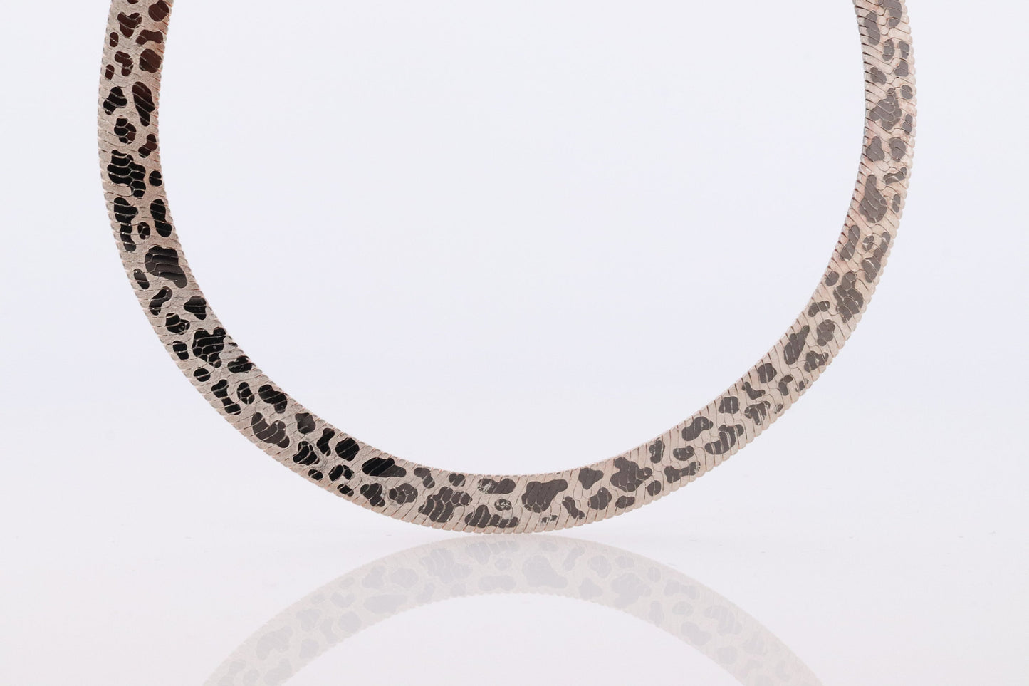 Herringbone Chain Necklace Dalmatians Tiger Panther Spot Designs. Sterling Silver Herringbone Zebra Pattern