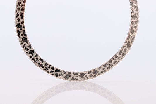 Herringbone Chain Necklace Dalmatians Tiger Panther Spot Designs. Sterling Silver Herringbone Zebra Pattern