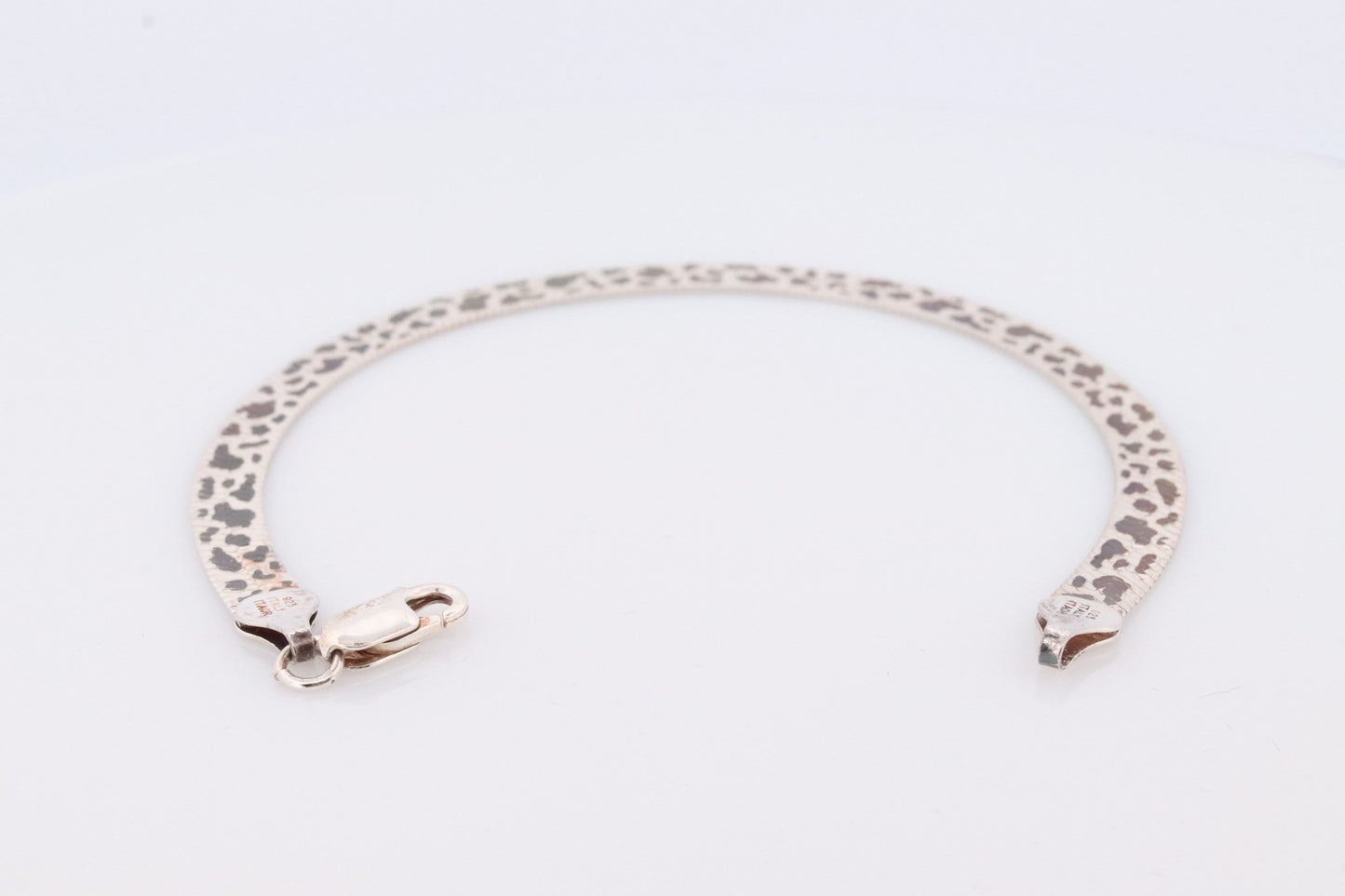 Herringbone Chain Bracelet Dalmatians Tiger Panther Spot Designs. Sterling Silver Herringbone Zebra Pattern Bracelet