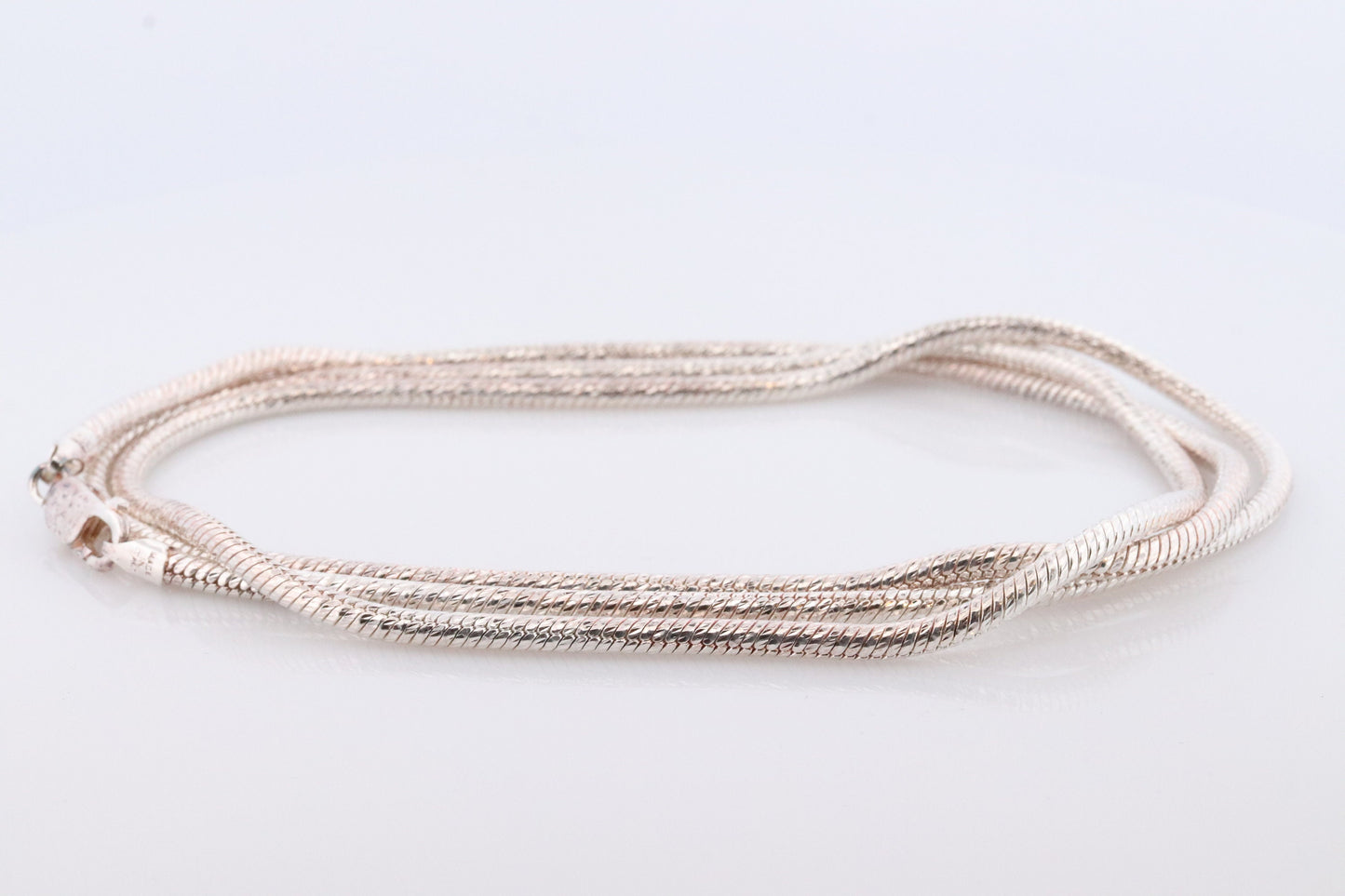 Sterling Silver Omega Snake Necklace. 925 Round Omega Snake Chain Heavy 45g 3mm width and 32in length