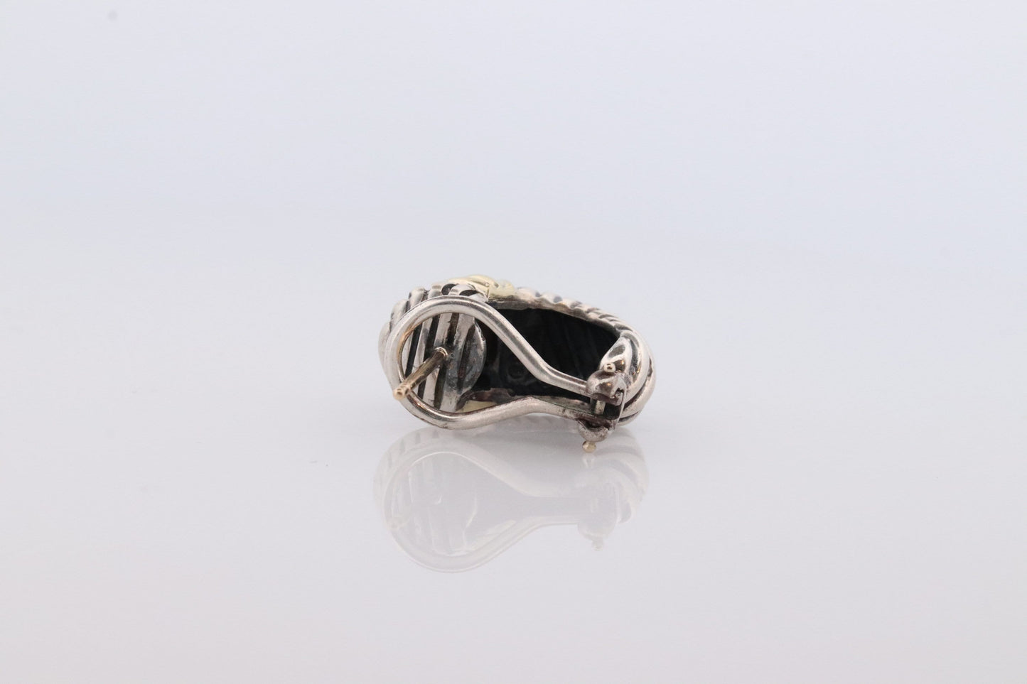 David Yurman Sterling and 14k Gold Heavy CABLE Shrimp Drop Single Earrings. Pierced Omega Back David Yurman earring