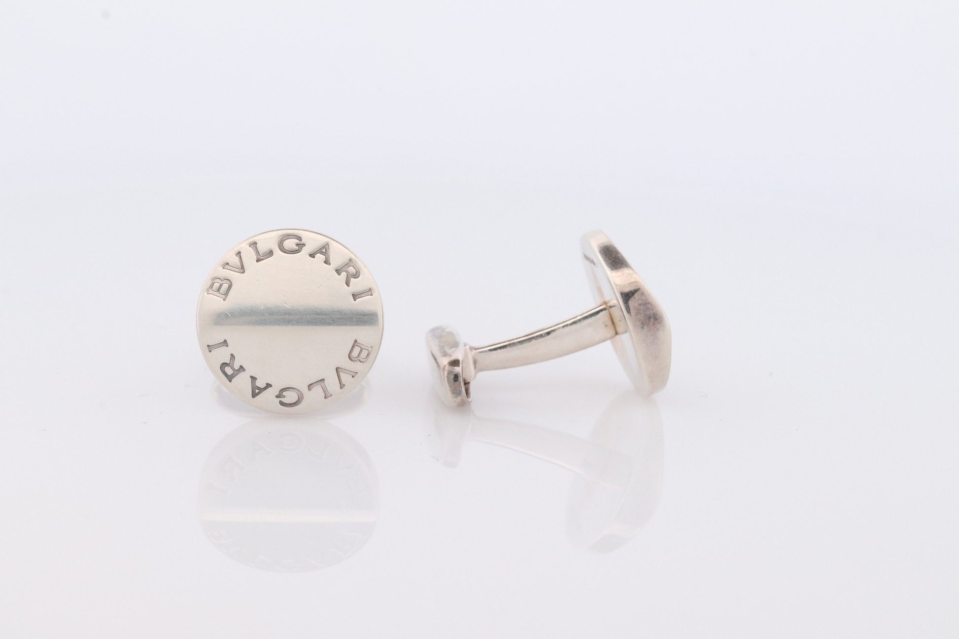 Bvlgari Sterling Silver Cufflinks. Bulgari ROMA 925 Button Cufflinks.