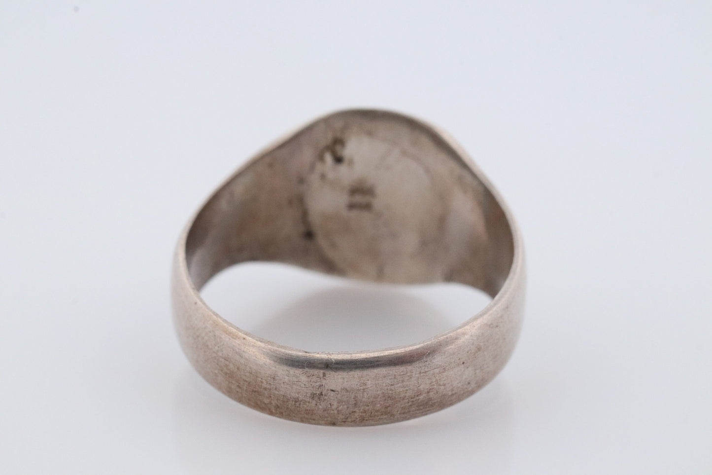 18k Heavy Signet ring. Aztec Mayan or Inca with Warrior Head Chief Bust. 18k Embossed coin Sterling Silver band