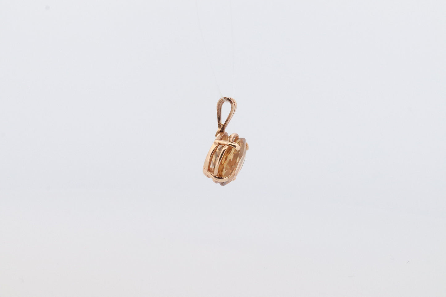 14k Citrine Pendant. Large Yellow Citrine Round solitaire pendant charm. st(73)