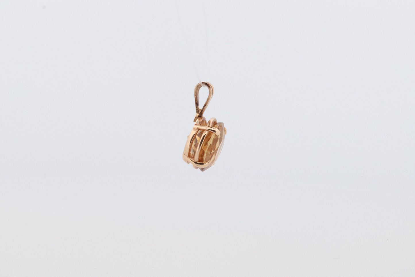 14k Citrine Pendant. Large Yellow Citrine Round solitaire pendant charm. st(73)
