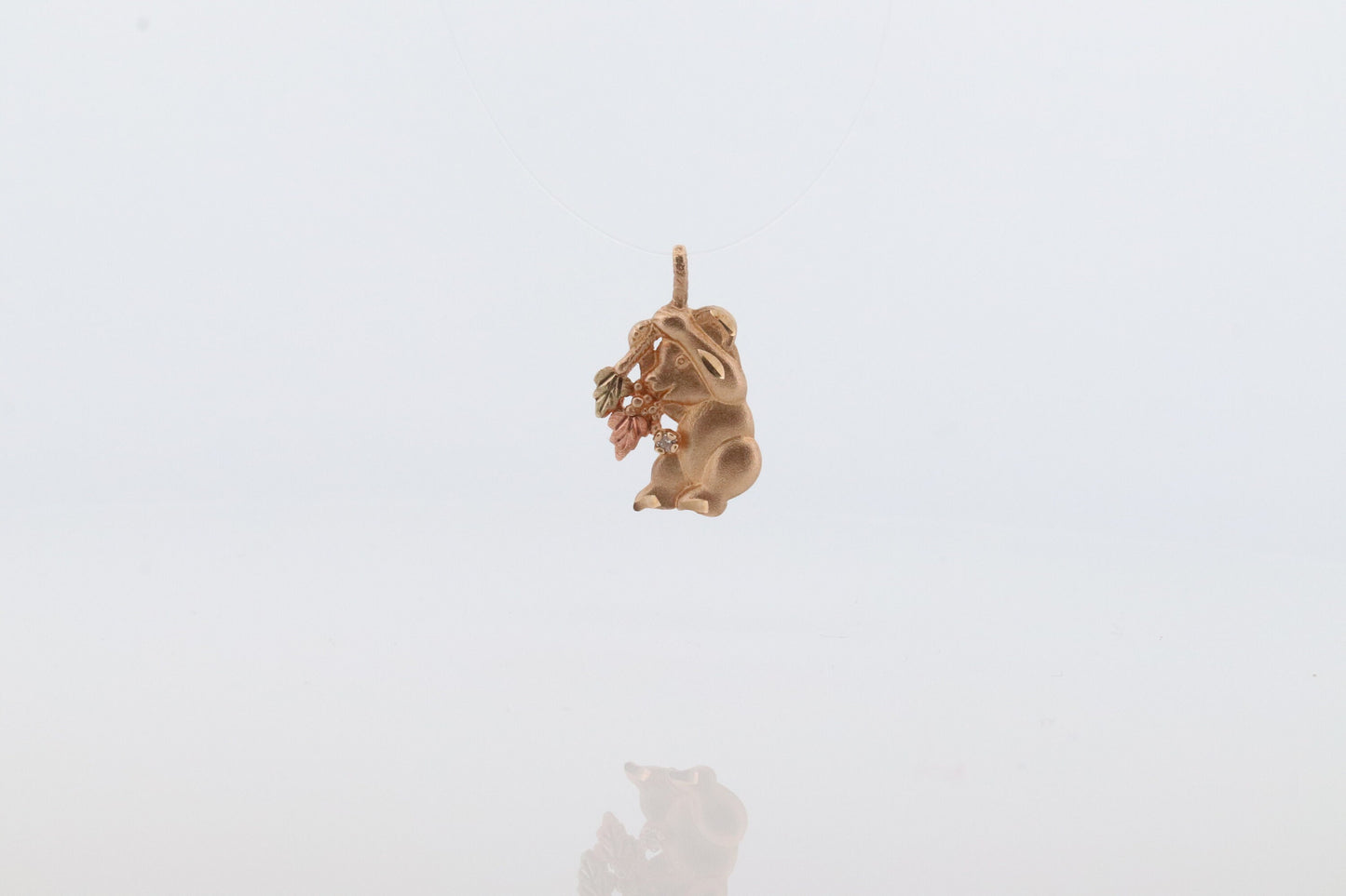 Black Hills Gold Pendant. 10k Black Hills Gold Teddy Bear Diamond Charm. Plush toy Black Hills gold Pendant. st(52)