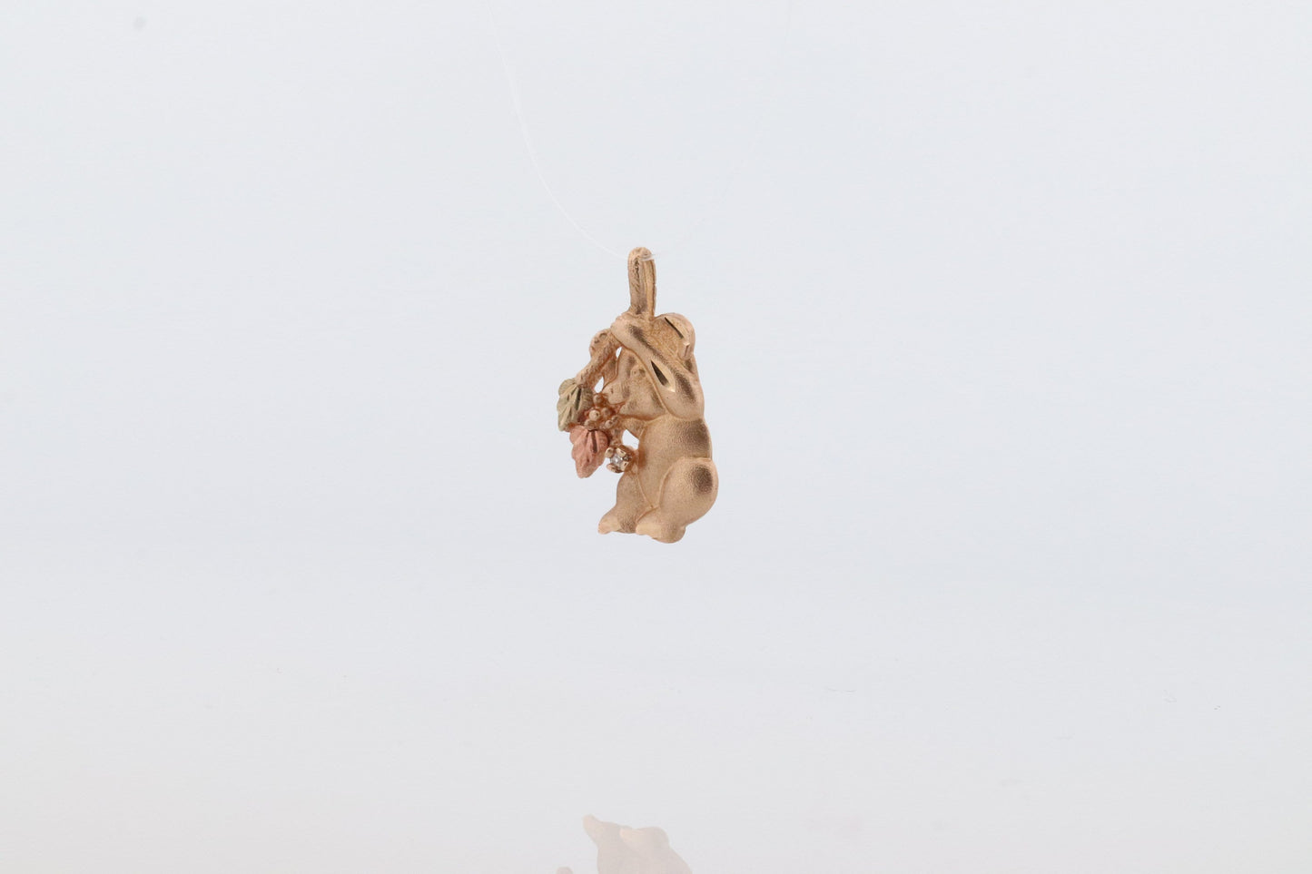 Black Hills Gold Pendant. 10k Black Hills Gold Teddy Bear Diamond Charm. Plush toy Black Hills gold Pendant. st(52)