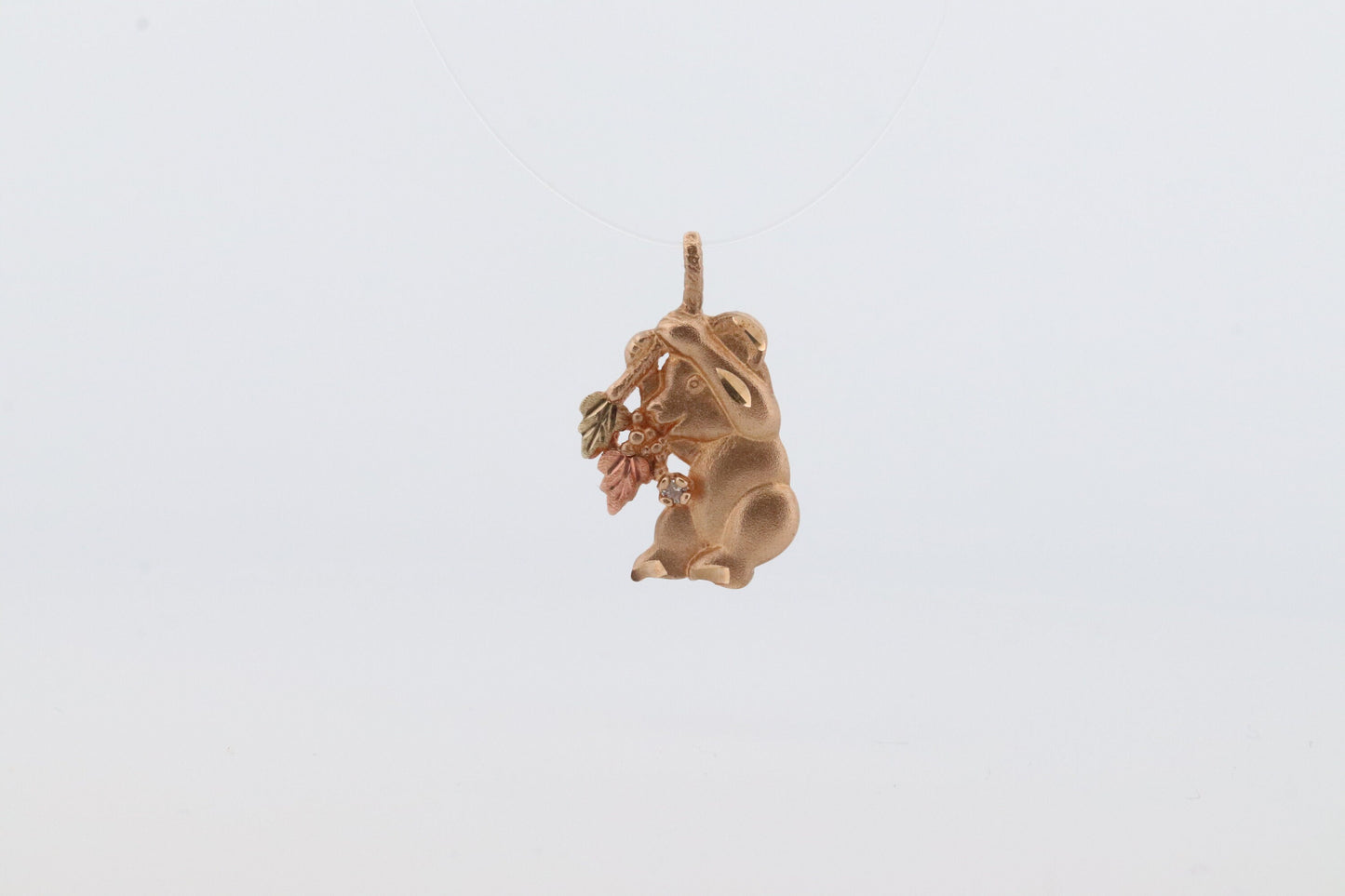 Black Hills Gold Pendant. 10k Black Hills Gold Teddy Bear Diamond Charm. Plush toy Black Hills gold Pendant. st(52)
