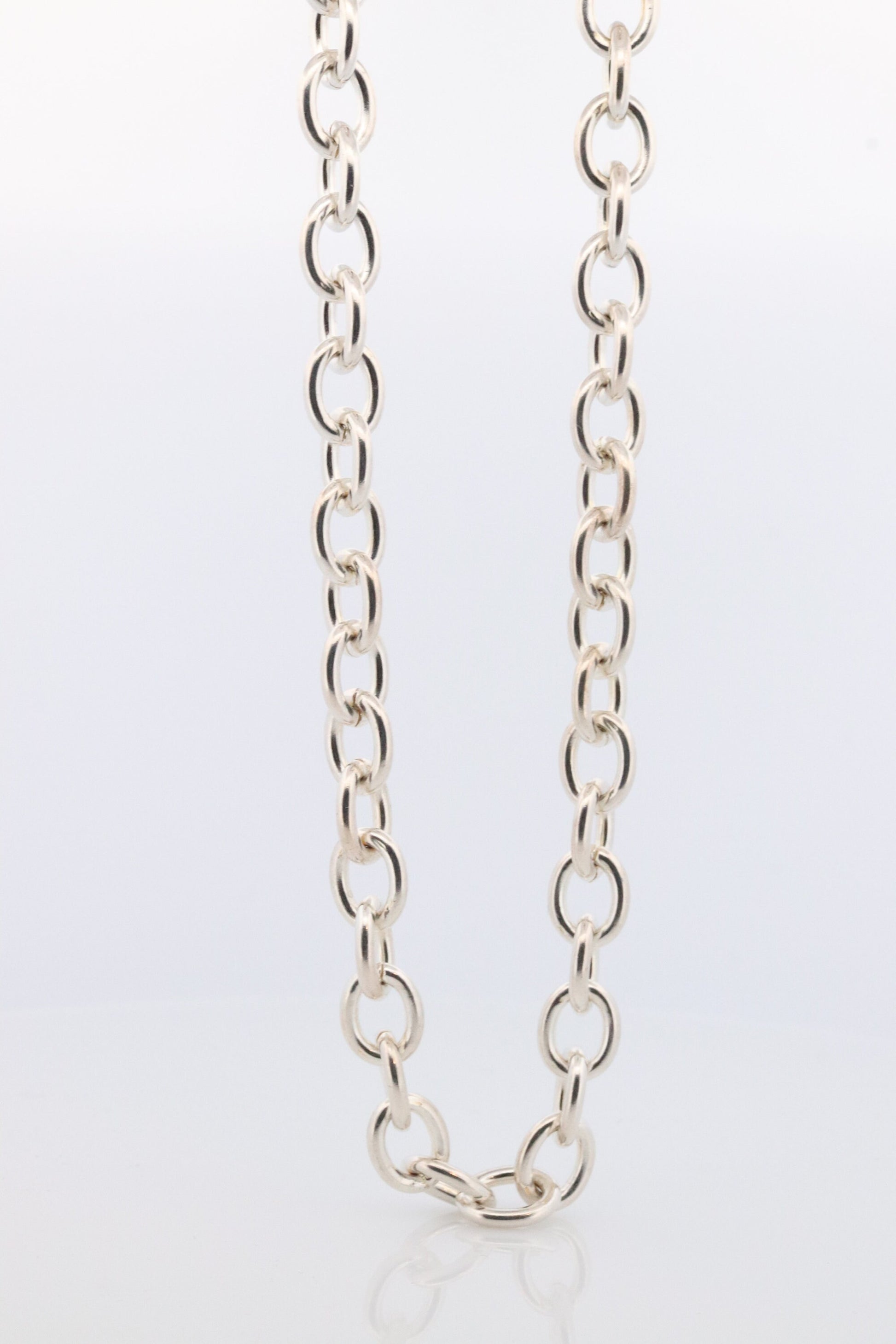 Authentic Judith Ripka Sterling Silver Heart Choker Necklace, Judith Ripka 925 Silver Oval Cable Link (30)