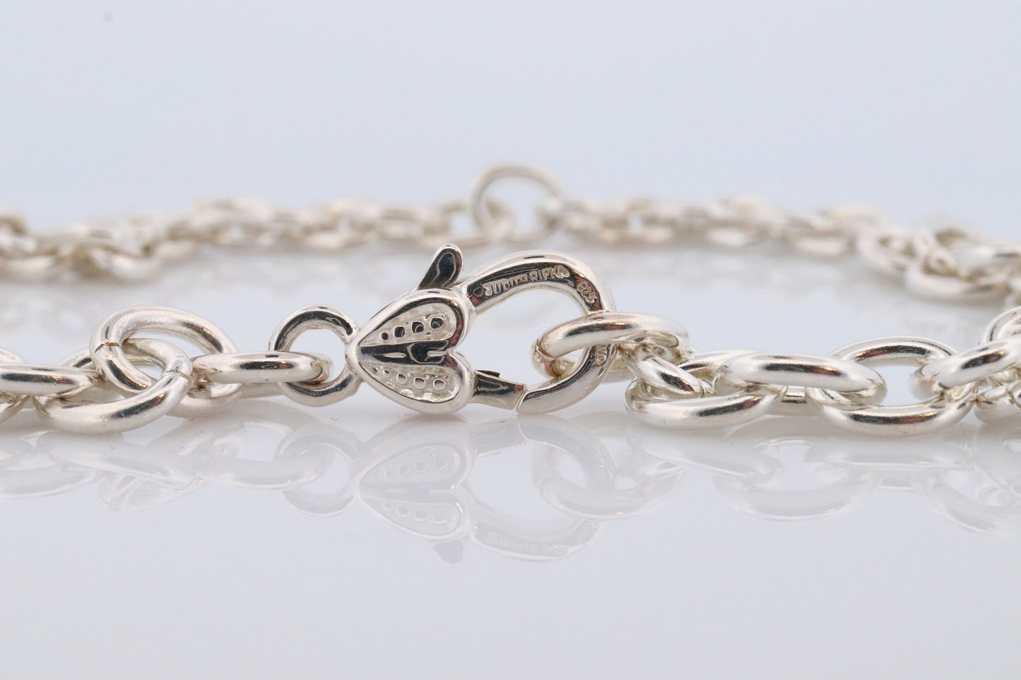 Authentic Judith Ripka Sterling Silver Heart Choker Necklace, Judith Ripka 925 Silver Oval Cable Link (30)