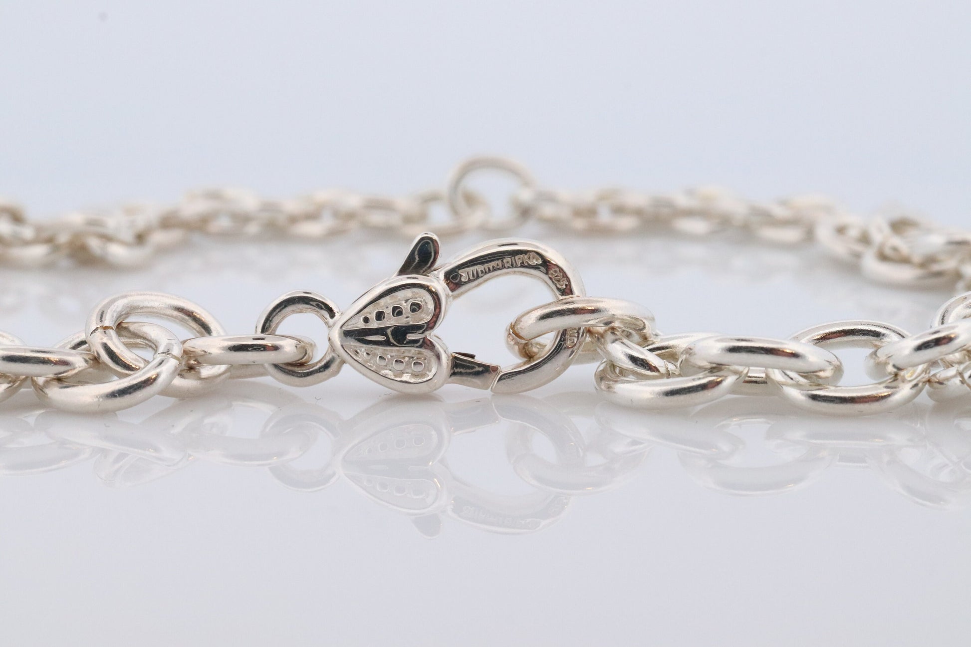 Authentic Judith Ripka Sterling Silver Heart Choker Necklace, Judith Ripka 925 Silver Oval Cable Link (30)