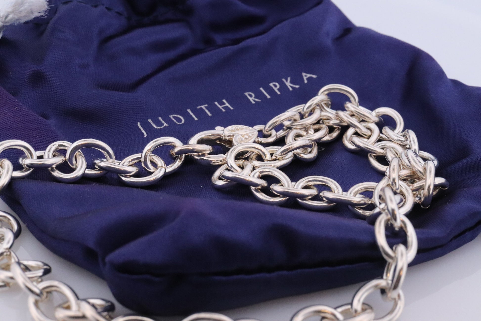 Authentic Judith Ripka Sterling Silver Heart Choker Necklace, Judith Ripka 925 Silver Oval Cable Link (30)