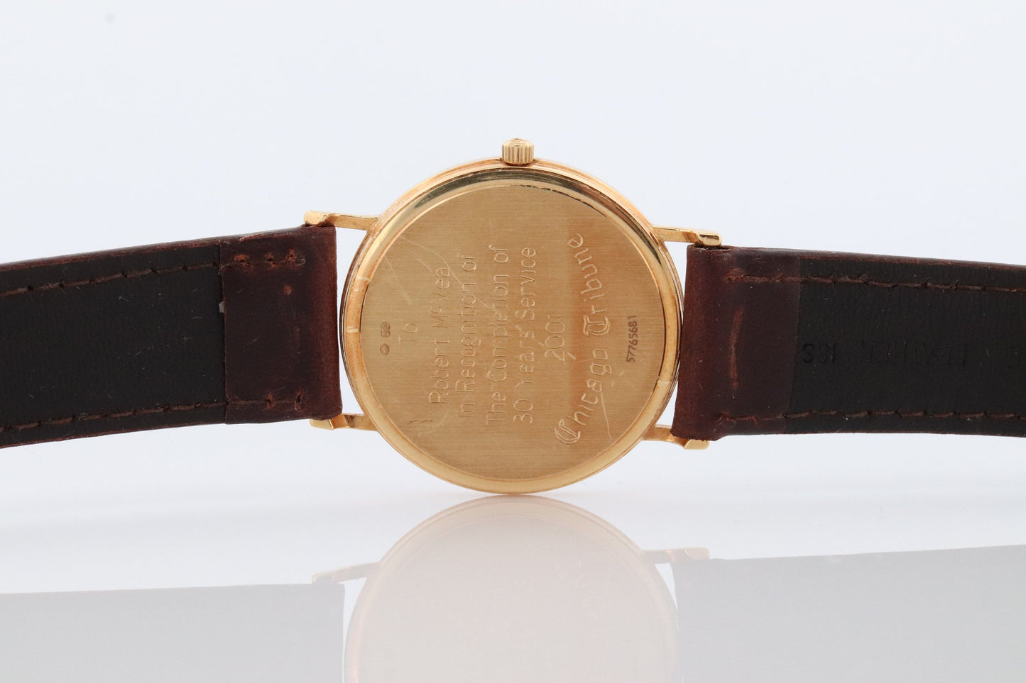 OMEGA Seamaster Jubilee. 18k Yellow Gold Omega Quartz Chicago Tower face. Mens 18k Yellow Gold Watch. Date. Omega Wristwatch