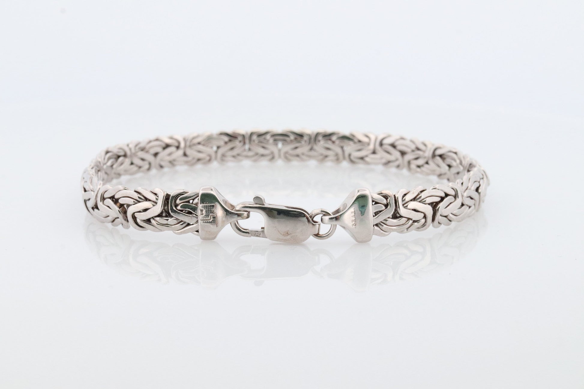 14k Byzantine Bracelet. 14k White Gold Wide Flattened Flat Byzantine Bracelet. 9.7grams 7mm wide. Israel