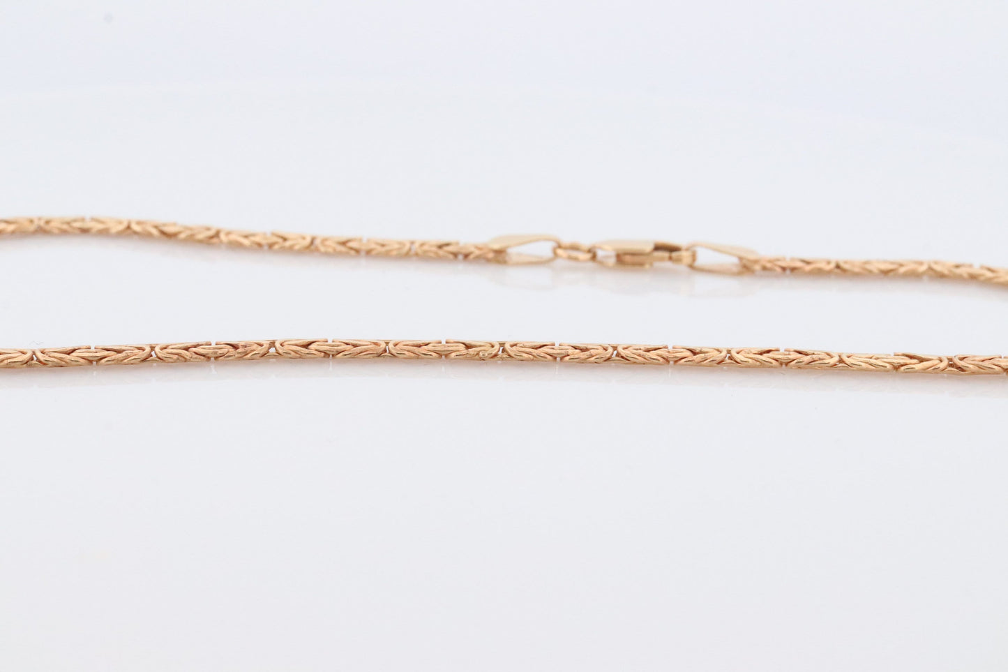 14k Byzantine Anklet. 14k Yellow Gold Wide Flattened Flat Byzantine Long Bracelet Anklet. 3.2grams 4.5mm wide. Italy
