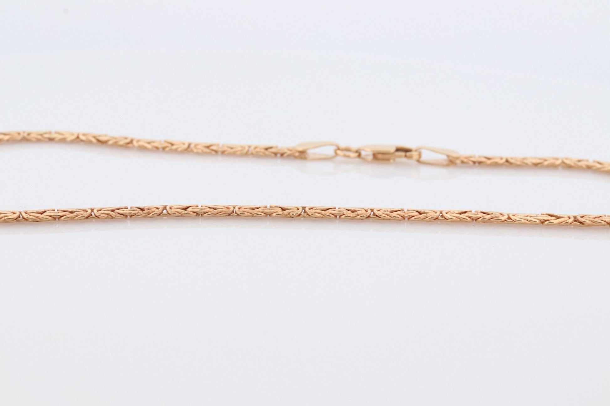 14k Byzantine Anklet. 14k Yellow Gold Wide Flattened Flat Byzantine Long Bracelet Anklet. 3.2grams 4.5mm wide. Italy
