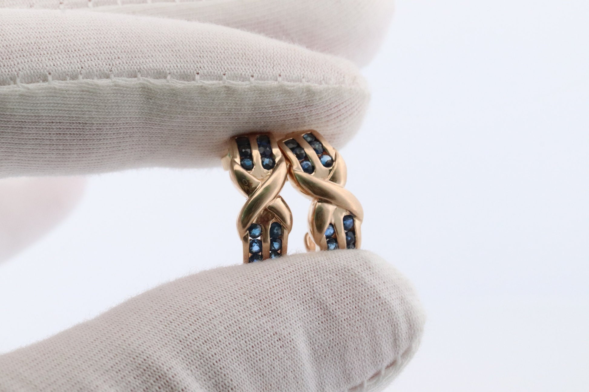 14k Sapphire cross X Dangle earrings. Criss X Channel set Sapphire hoop earrings. XOXO Love Kiss Hug Blue Sapphire Earrings.