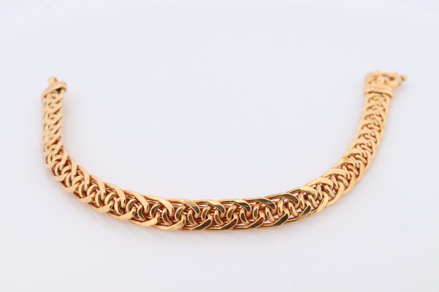 14k Weave Bracelet. MILOR Yellow Gold Rope Weave Link Chain Bracelet. High Quality ITALY wide bracelet. Milor Bracelet