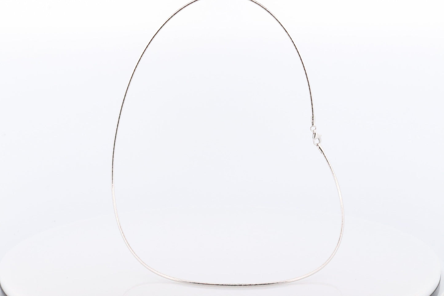 18k Round Omega Necklace. 18k White White Gold OMEGA Snake chain Necklace. MILOR 1.5mm 16in length. Choker Collar necklace.