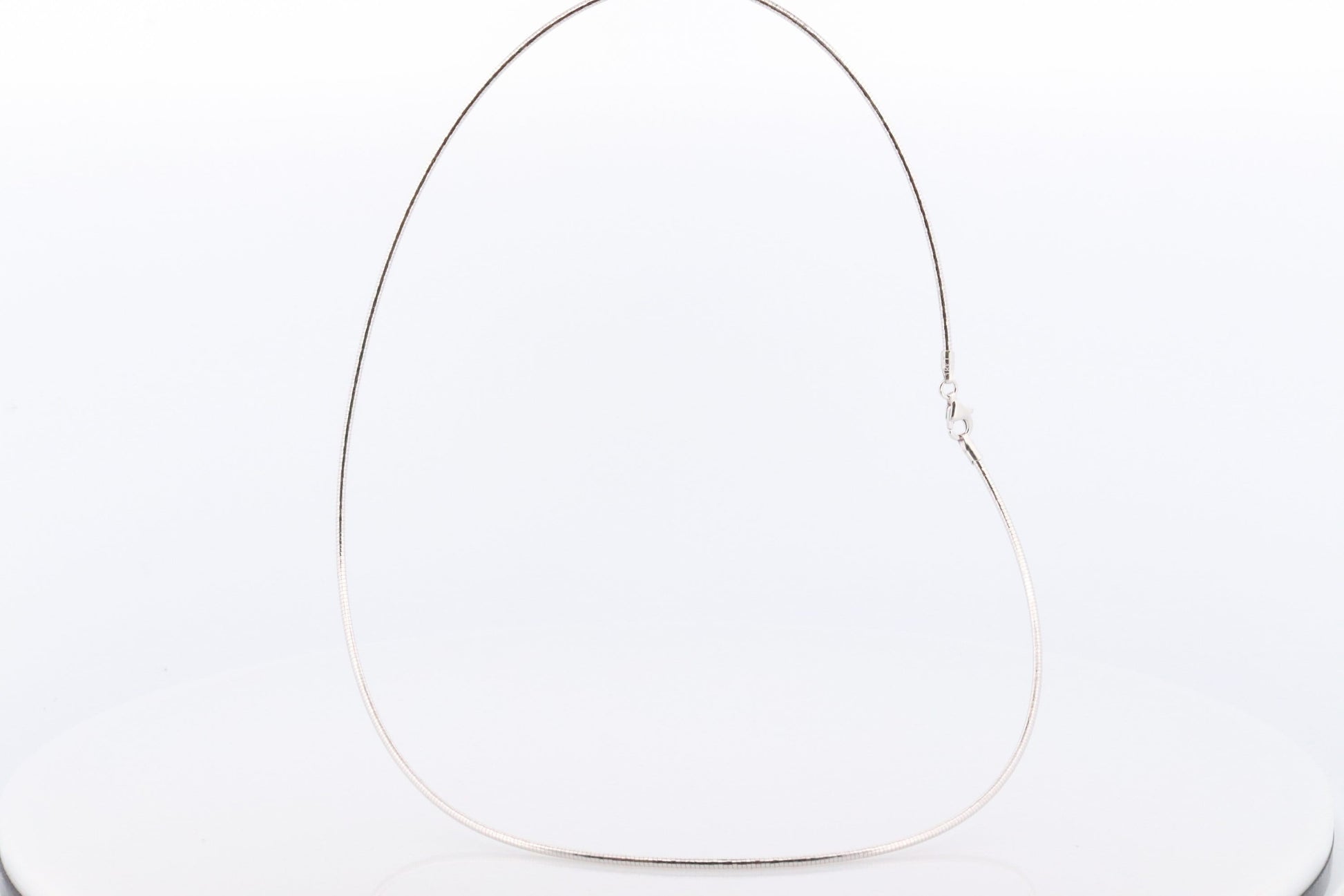18k Round Omega Necklace. 18k White White Gold OMEGA Snake chain Necklace. MILOR 1.5mm 16in length. Choker Collar necklace.