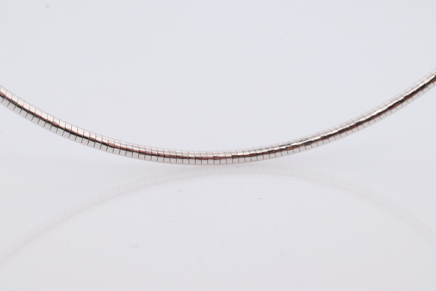 18k Round Omega Necklace. 18k White White Gold OMEGA Snake chain Necklace. MILOR 1.5mm 16in length. Choker Collar necklace.