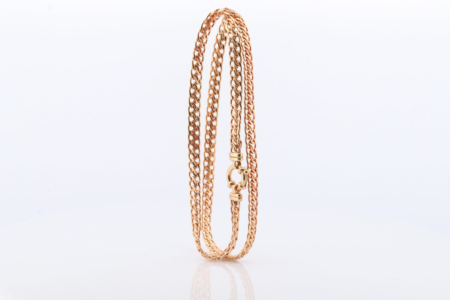 14k Yellow ChainMail Mesh Necklace.Round Clasp Infinity link Yellow gold Italian Byzantine Necklace. Weave Necklace