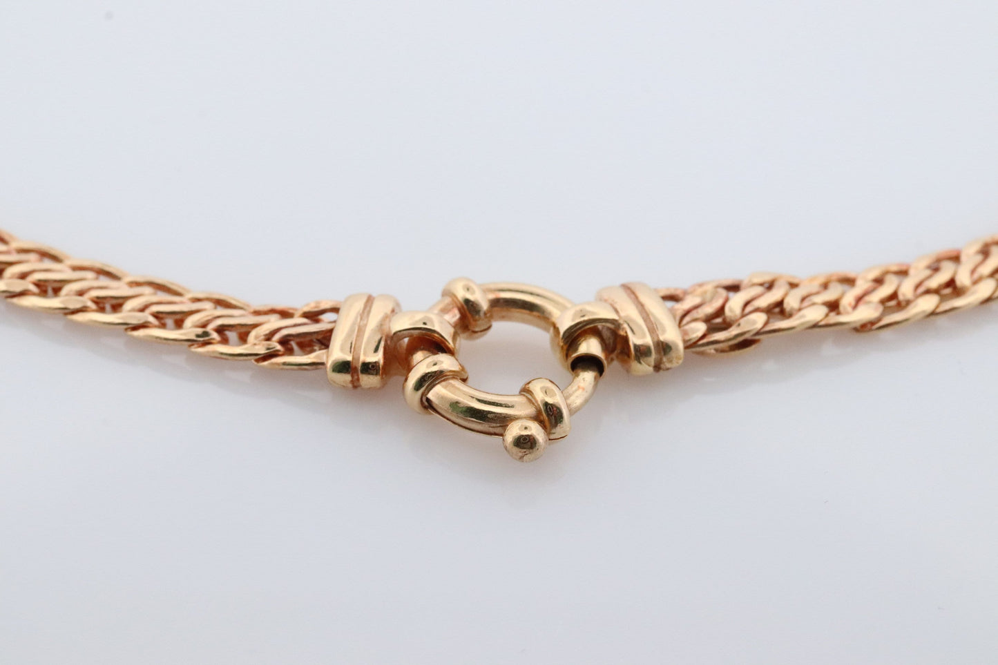 14k Yellow ChainMail Mesh Necklace.Round Clasp Infinity link Yellow gold Italian Byzantine Necklace. Weave Necklace