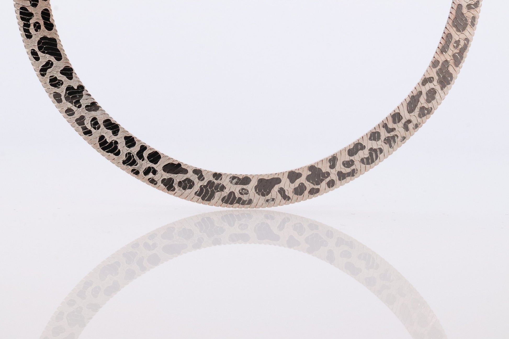 Herringbone Chain Necklace Dalmatians Tiger Panther Spot Designs. Sterling Silver Herringbone Zebra Pattern