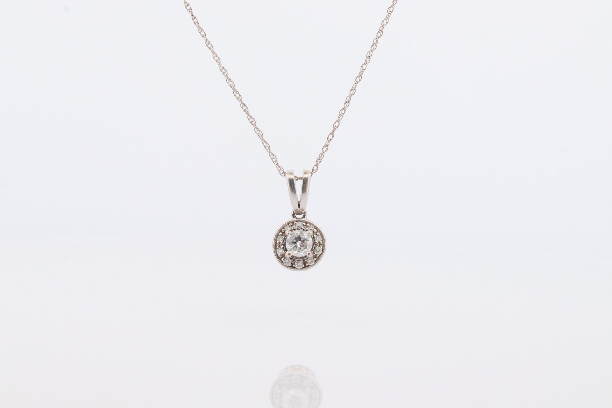 14k Diamond Solitaire Halo Pendant. 14k White gold and 24K Yellow Gold Inlay Canister Pendant. Singapore chain necklace.