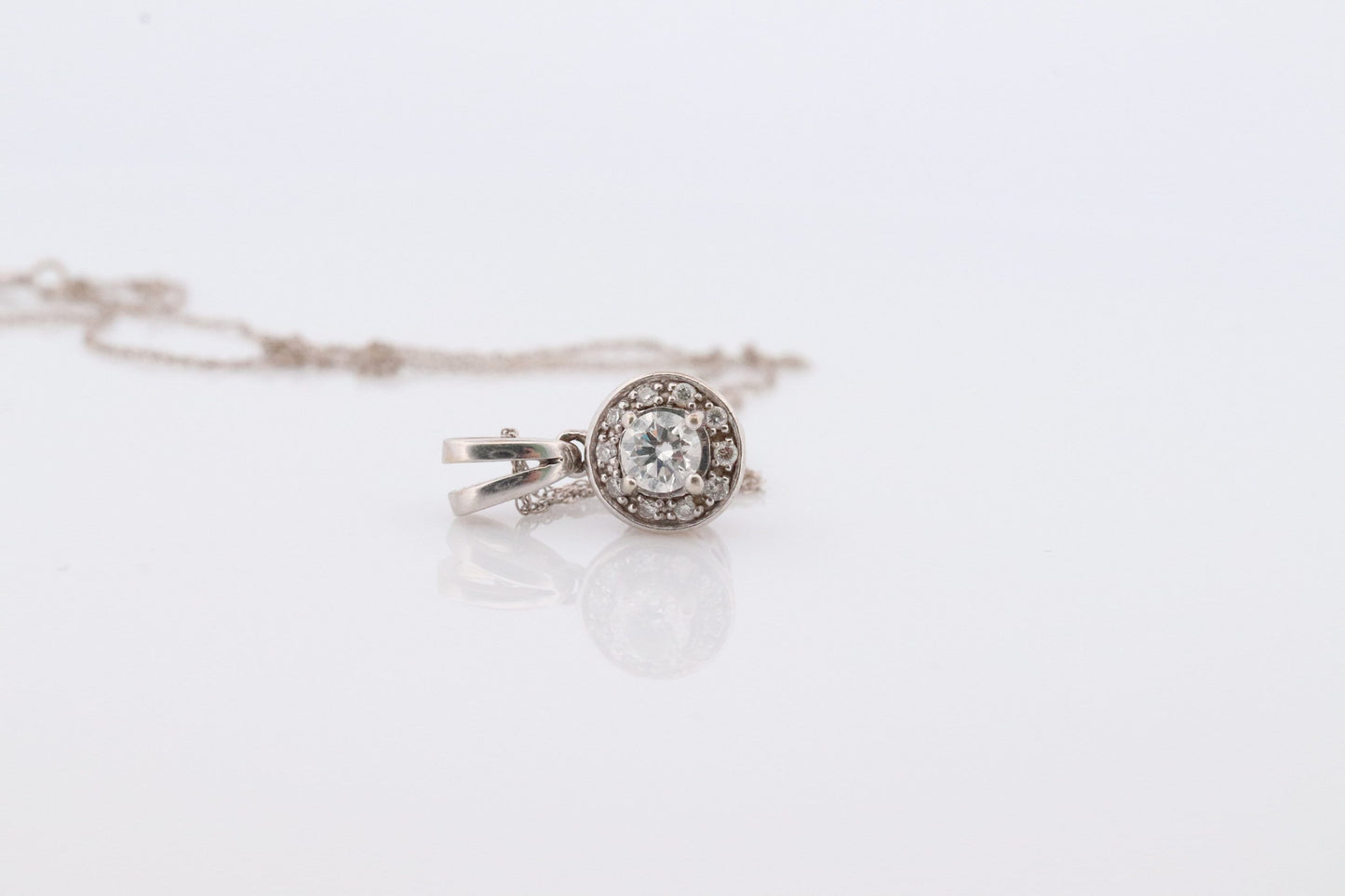 14k Diamond Solitaire Halo Pendant. 14k White gold and 24K Yellow Gold Inlay Canister Pendant. Singapore chain necklace.
