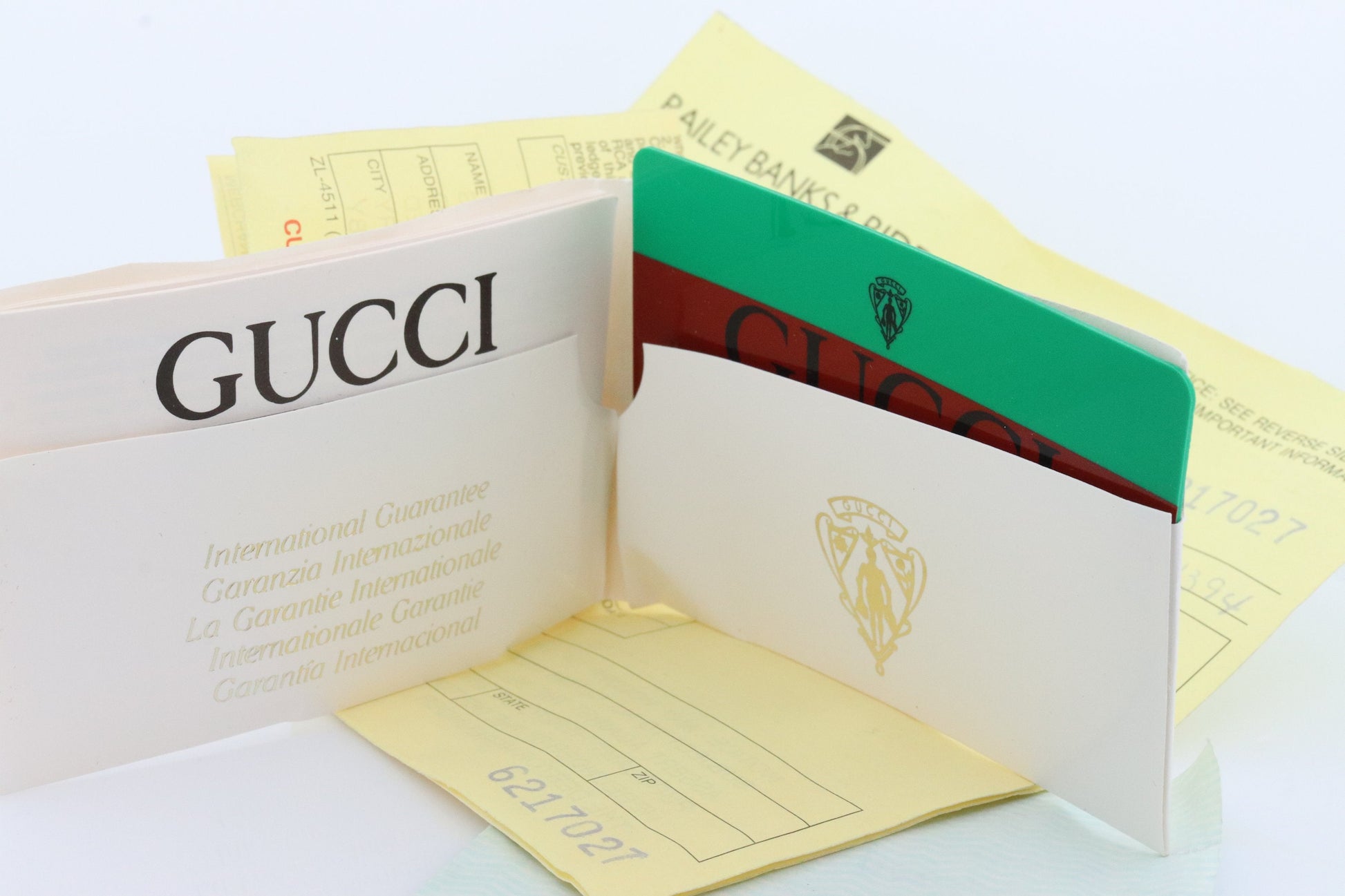 Vintage GUCCI 2700 Quartz Watch Timepiece. Gucci Black Face Gold Tone Bangle Wrist Watch Ladies. Original Paperwork / Box