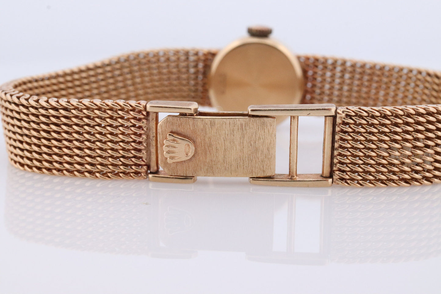 14k Rolex Women's Cocktail Watch. 14k Orchid Rolex with Yellows Gold Bracelet. 1400 Ladies Rolex Watch. Full Gold Rolex round wristwatch.
