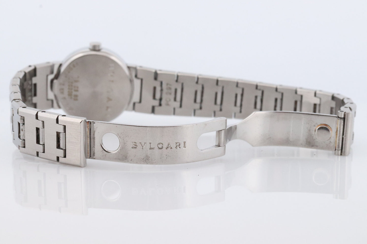 Vintage BVLGARI Watch. Bulgari BB 23 SS Stainless Steel Quartz Watch. Ladies Womens Luxury Watch. Black Dial.