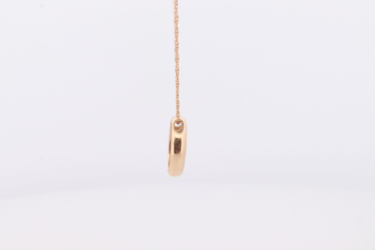 14K Diamond Circle of Life, Open Circle, Eternity Circle Diamond Pendant. Etoile Bezel Set Diamond Donut Disk Pendant Necklace.
