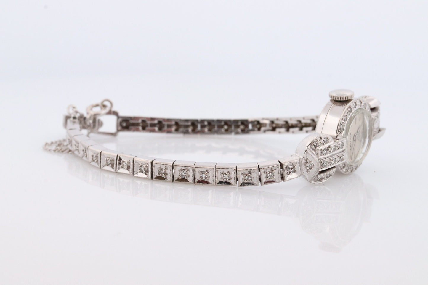 14k CROTON Nivada Grenchen LADIES wrist watch. 14k Manual watch with diamonds.
