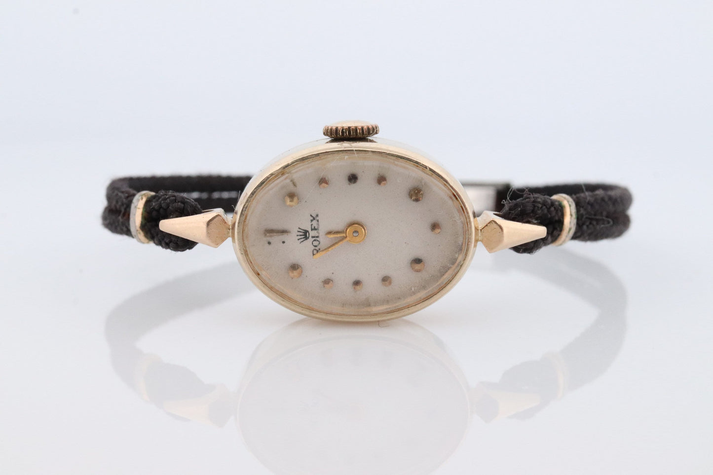 14k Rolex Womens Cocktail Watch. 14k gold Manual Windup. 1950s Ladies Rolex Cable Watch. Rolex Cord wristwatch.
