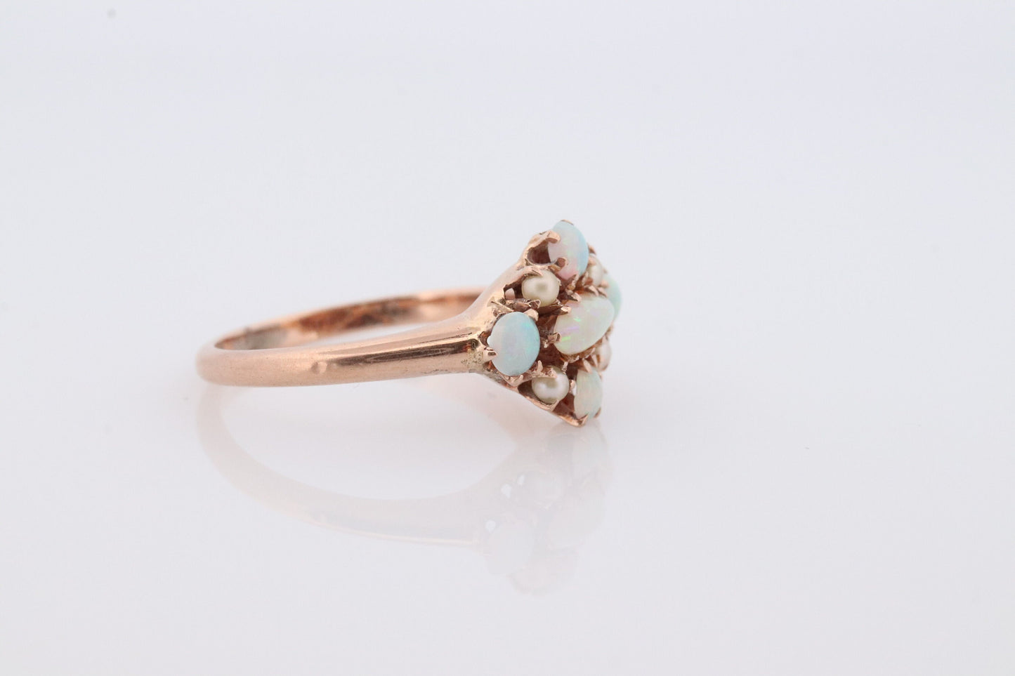 10k Victorian Opal Pearl Seed ring. 10k Gold Victorian claw opal ring. Antique Pearl Opal Cluster ring.